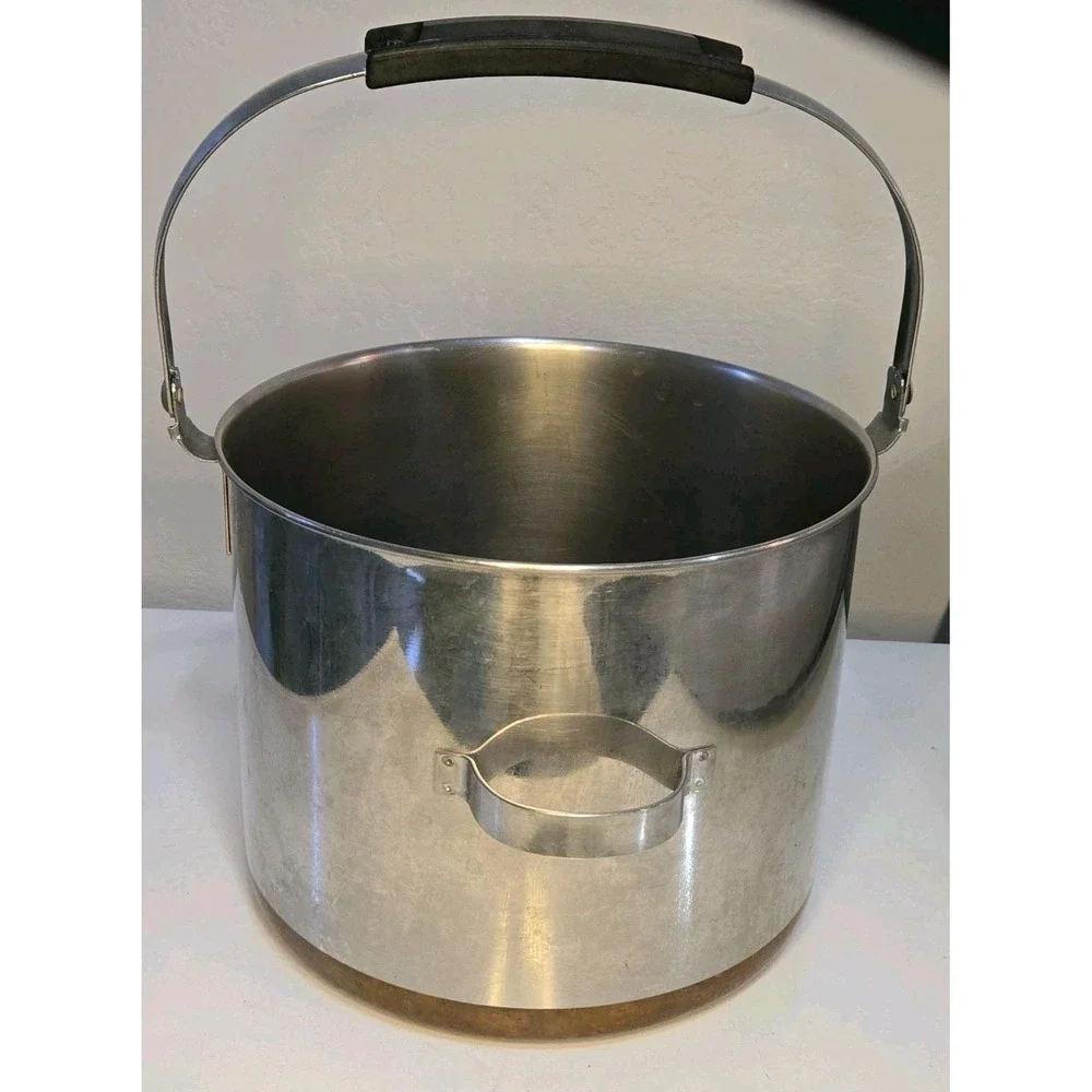 Vintage Revere Ware 8 Qt Stock Pot Bail Handle Copper Clad Double Ring Patent